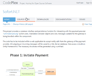 Screenshot codeplex pay.sofort